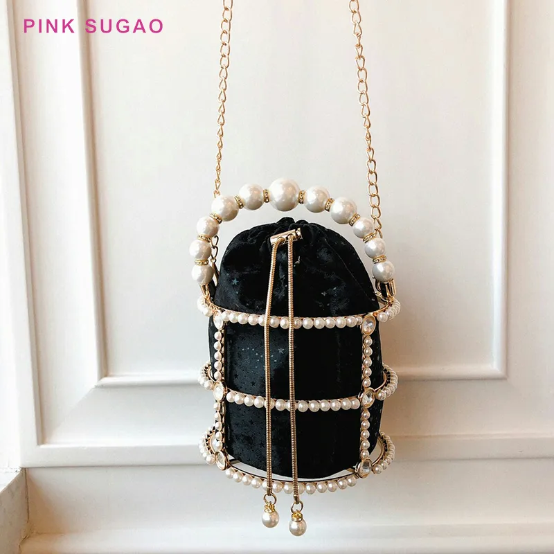 Rosa Sugao Kvinnor Tote Bag Designer Shoulder Handväskor Handgjorda Pearl Bag Alloy Child Mother Cage Cage Net Red Hand Ladle Shoulder Messenger