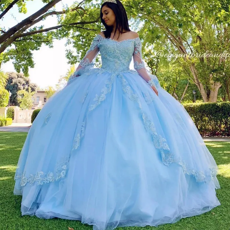 Vestidos de xv cheap con manga de encaje