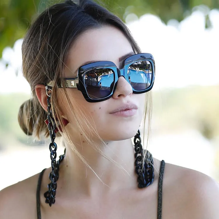 Fashion Personality Fashion Eyeglasses Chains Women Men Sunglasses Retro Chains Female Big Black Acrylic Sunglasses Chains Eyeglasses chai