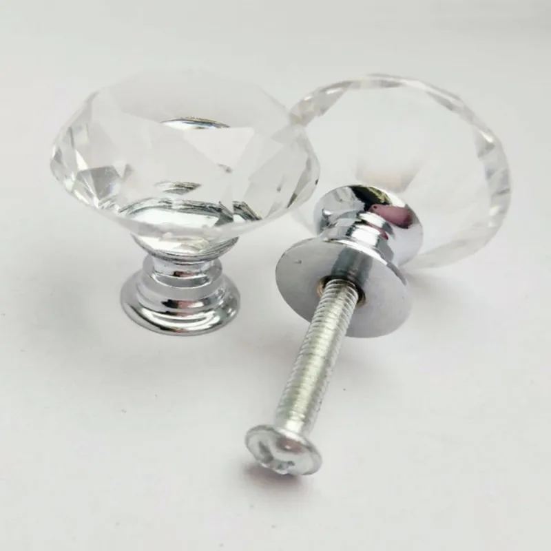 30mm diamant cristal verre bouton de porte armoire tiroir armoire meubles tirer poignée de porte boutons avec vis accessoires de meubles DBC VT1216