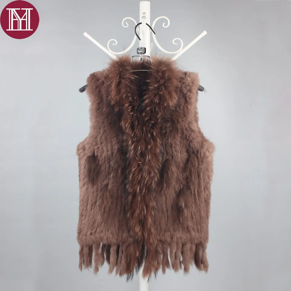 Abrigo Caliente Elegante Chaleco De Punto HEIZZI Con Cuello De Piel De Mapache - Abrigo De Piel De Conejo, Caliente Y Suave Chaleco Cuero Mapache Invierno