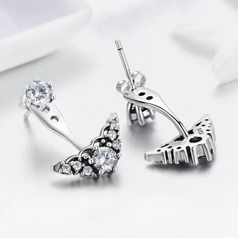 pendientes exquisitos al por mayor de cuento de Pandora de plata de ley 925 con las señoras del diamante de la CZ de lujo corona de la princesa pendientes con la caja