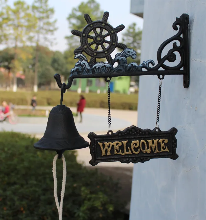 Морской Корабль Колесо Приветственный Ужин Колокол Настенный Чугун.