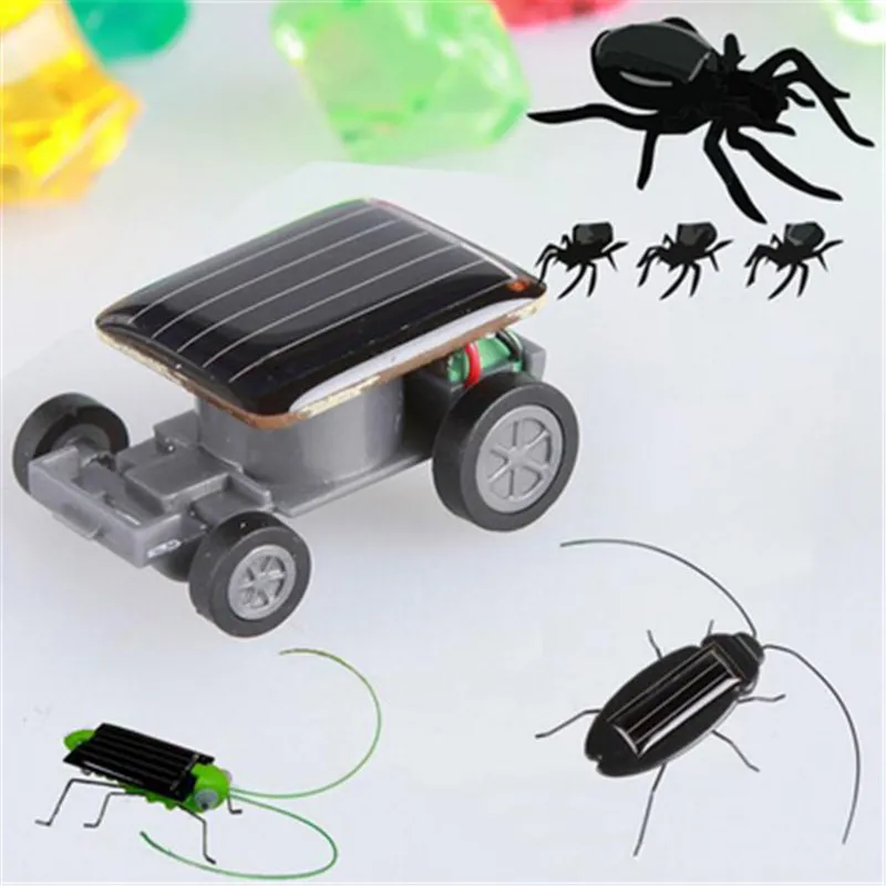 DIY Mini Solar Car Powered Robot Solar Toy Vehicle Educational Solar Power Kits Novelty Grasshopper Cockroach Gag Toys Insect for Children