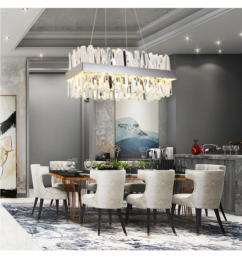Luxury Crystal Rectangular Chandelier Dining Room For Living Room Square Shape With Crystals Tube In Gold Chrome From Zidoneled 426.14 DHgate.Com