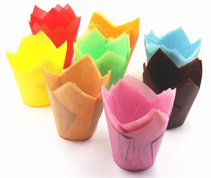 Papel manteiga copos Cupcake Wrapper para Muffin copos coloridos Forma Anti-Oil Chama Baking Cupcake de papel do bolo do copo