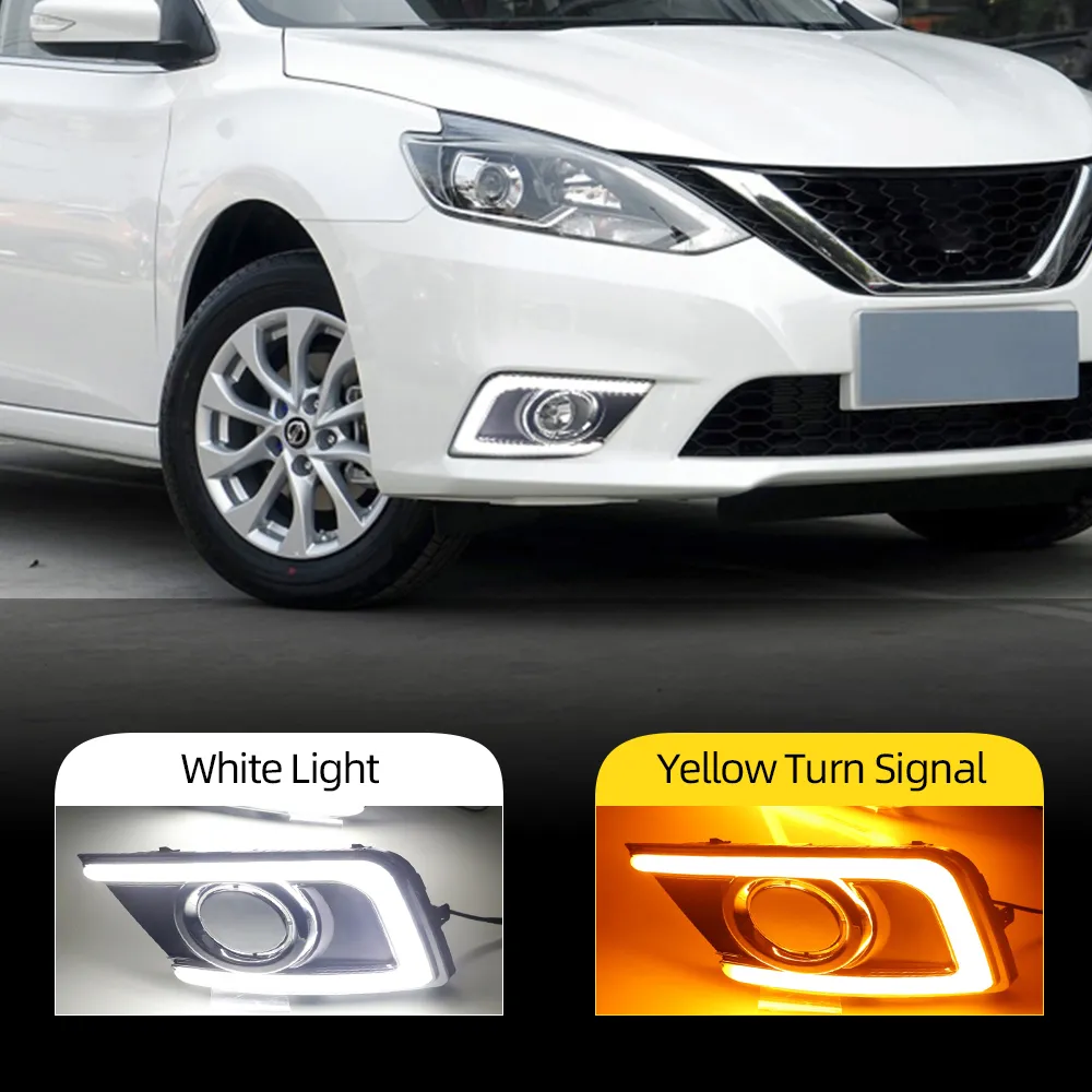 1 Satz für Nissan Sentra Sylphy 2016 2017 2018 2019 Tagespositionslampe LED DRL, der Nebel-Lampen-Licht mit Blinker Gelb
