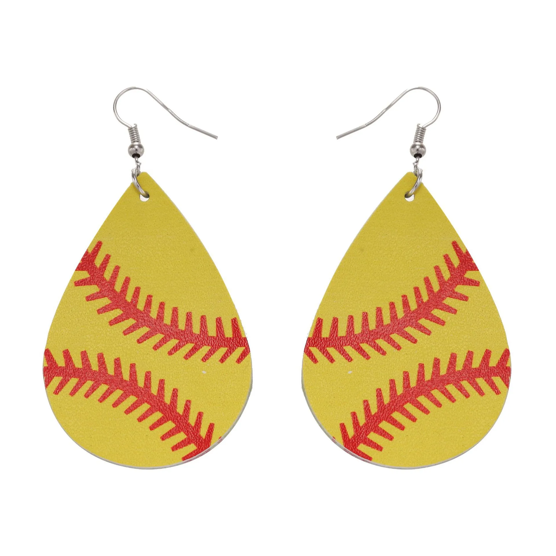 Pendientes deportivos de cuero caliente béisbol americano Alemania bandera nacional fútbol baloncesto softball pendientes colgantes para mujer joyería