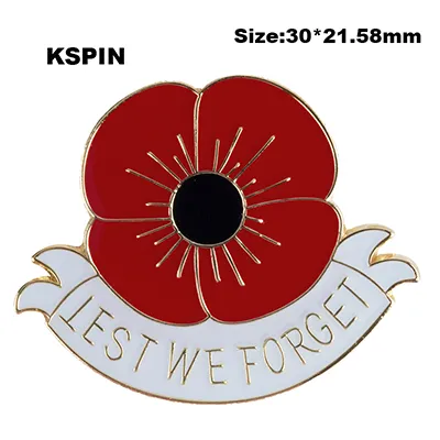 Lest We Forget Flower Lapel Pin Flag Badge Lapel Pins Badges Brooch XY01201119606