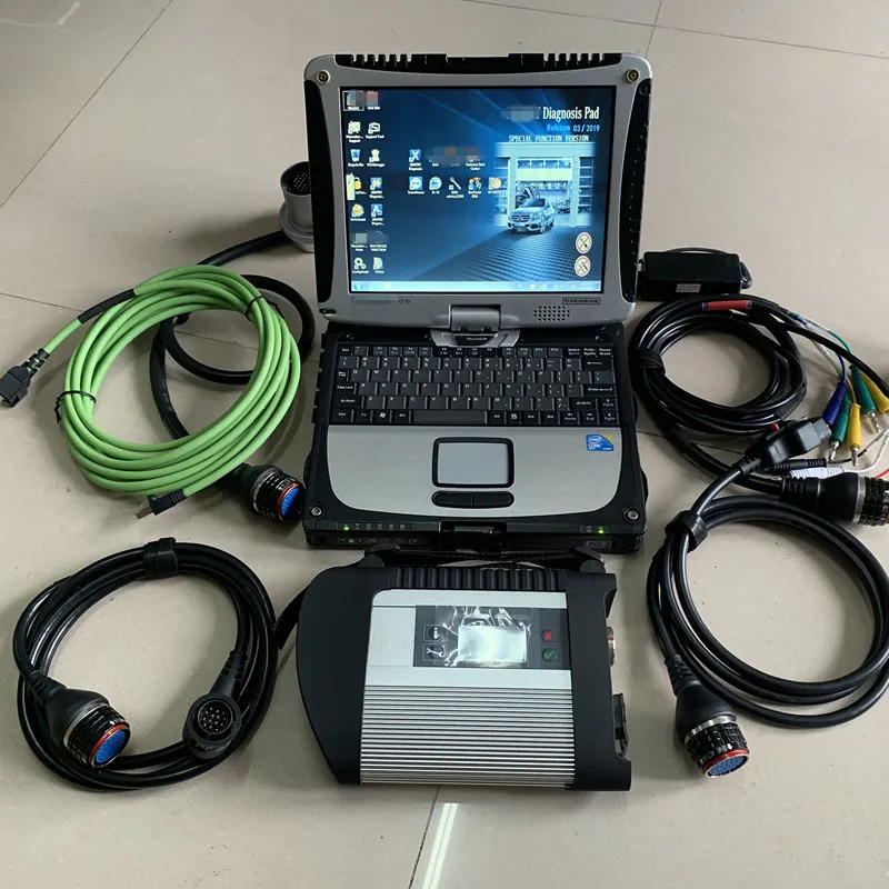 2023.12V MB Star C4 Star Diagnosis Tool with Laptop SSD 480GB Toughbook CF-19 Computer SD connect compact 4 WIN-10 Ready to work for Mercedes Coding Scanner