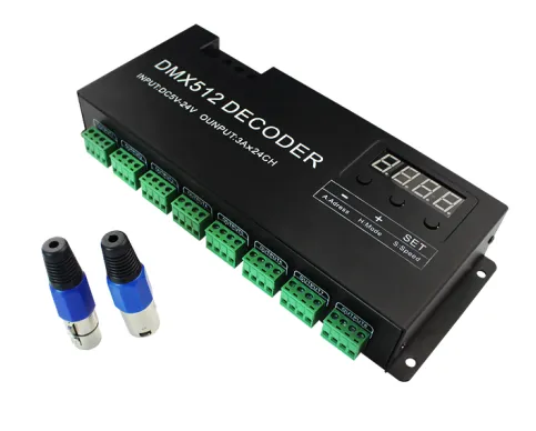 Freeshipping DC 5V 12V 24V 24 Channel 3A/CH Led DMX 512 Decorder LED Controller Signal Convertor DMX Controler RGB 5050 3528 LED Strip Light