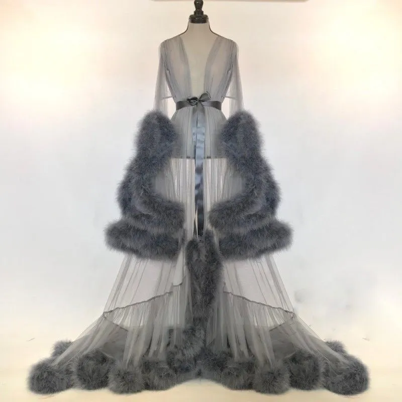 sheer fur dressing gown Fancy robes with fur