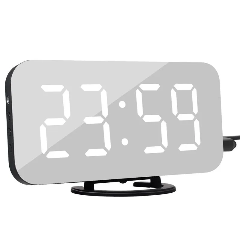 Digital Led Alarm Clock Snooze Display Time Night Led Table Desk 2 Usb
