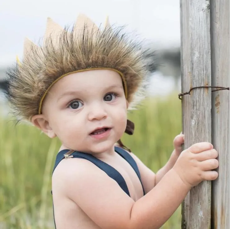 Diadema con corona para bebé, sombrero ajustable para niño pequeño, banda para la cabeza con cola de zorro, accesorios para la cabeza Kis, fotografía profesional