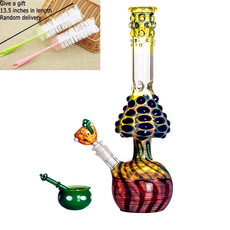 13.3 'HOOPHS Big Mushroom Bong Thick Glass Bongs Water Pipes Downstem Perc Bägare Bong med 18mm skål Shisha Hookahs rök för tobak