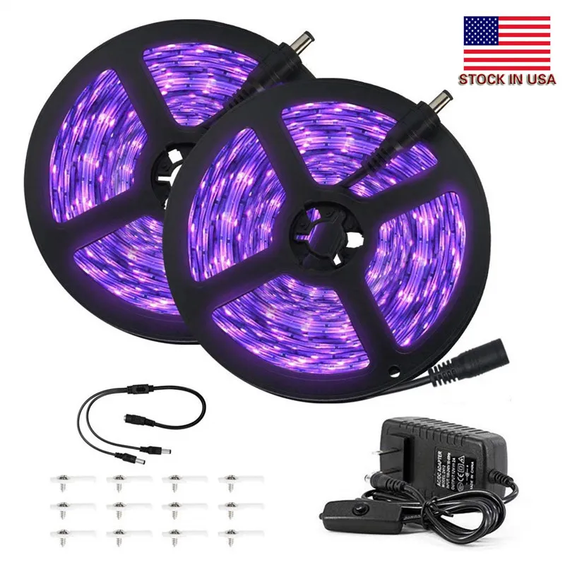 33ft UV Black Light Strip 12V Flexible Blacklight avec 600 unités de lampe Uv Perles 10M LED Black Light Ribbon Wedding Light