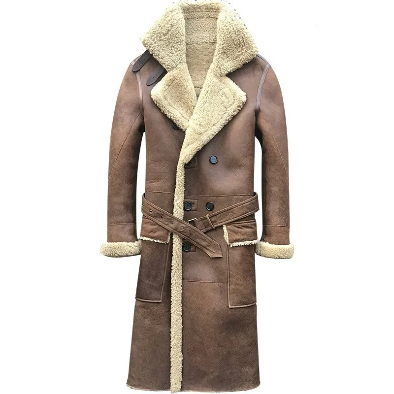 Mens sheepskin on sale overcoat