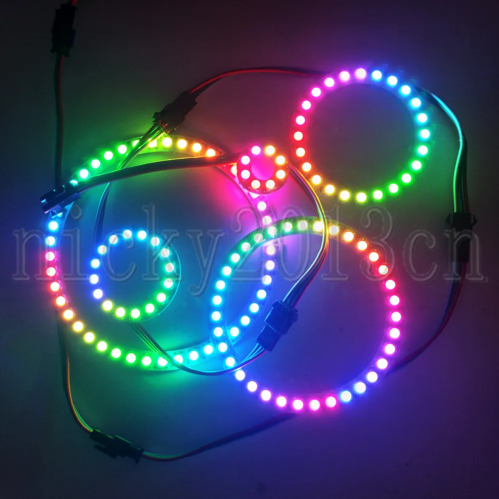 5V WS2812B IC LED Pixel Ring Panel Halo Module Licht Angel Eyes 5050 RGB Black PCB Individual adresseerbare cirkel Dream Magic Color Chasing Car Light