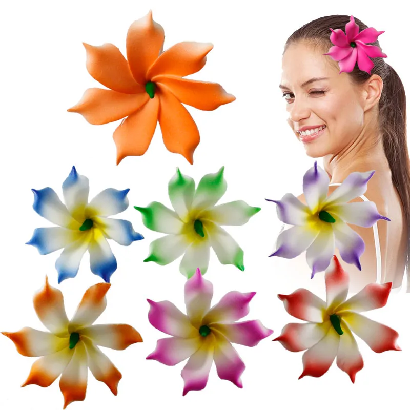 50 Nowa Moda Koreańska Piana Hawajskie Kwiaty Sztuczne Kwiaty Dziewczyny Spinacze Barrette Akcesoria do włosów Dla Kobiet
