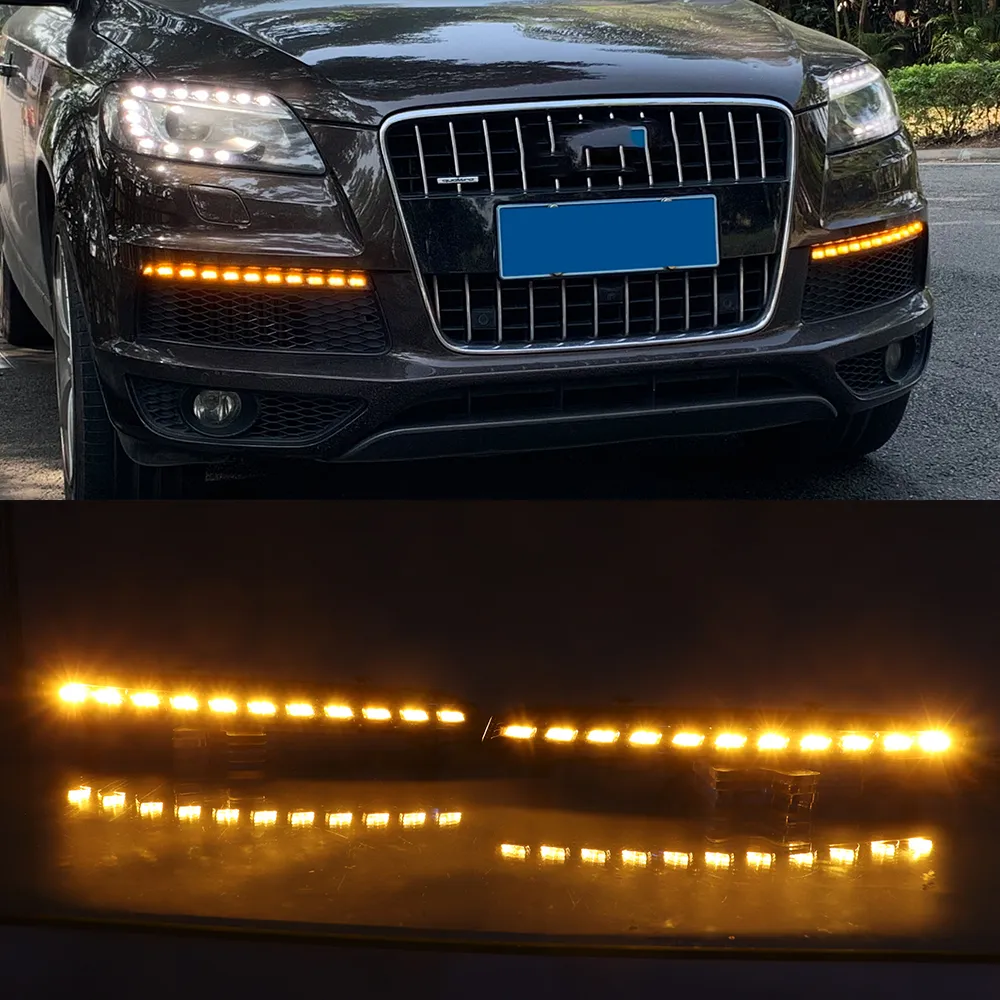 1 Set LED DRL Dynamic Yellow Turn Signal Dayme Running Light for Audi Q7 2010 2010 2012 2013 2014 2014 FOG LAMP