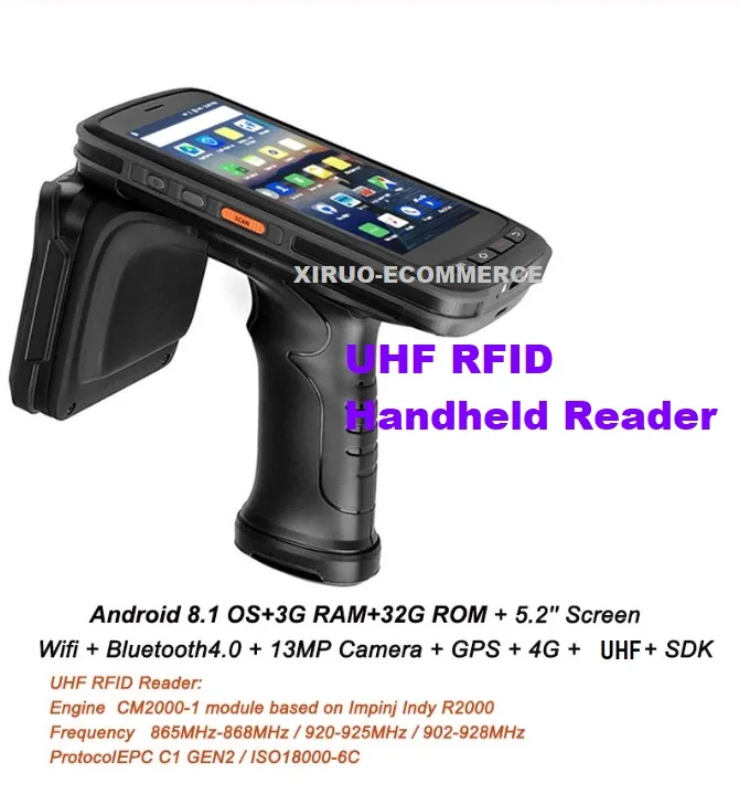Android UHF RFID Reader - Long Range 2D Barcode Scanner, WiFi ...