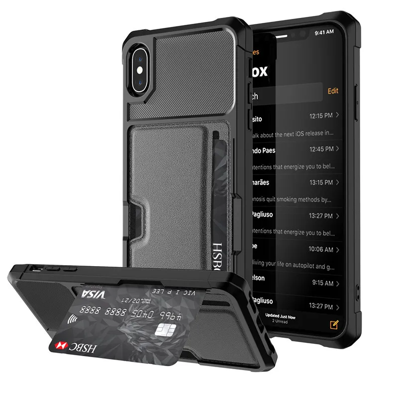 Magnetstinentelefonkoffer für iPhone 12 11 Pro x x x xr 8 7 6 s plus volle abdeckung shell auto halter case mit kreditkartenschlitzen
