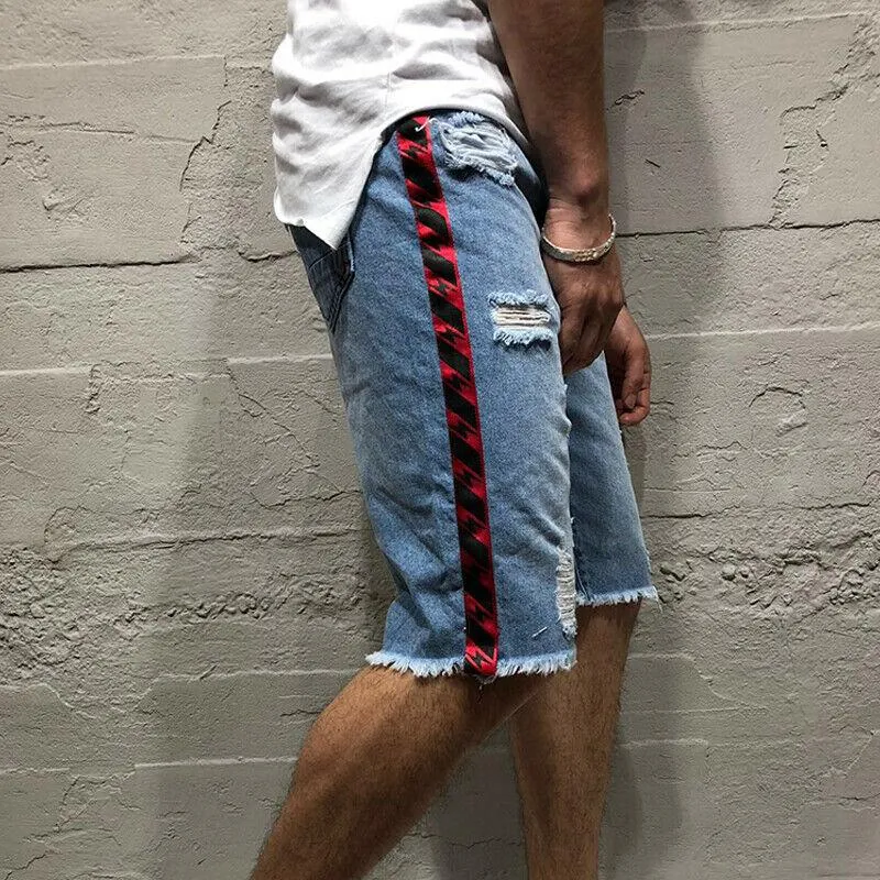 Mens Boys Summer Casual Denim Hot Pants Jeans Ripped Destroyed Shorts Trousers
