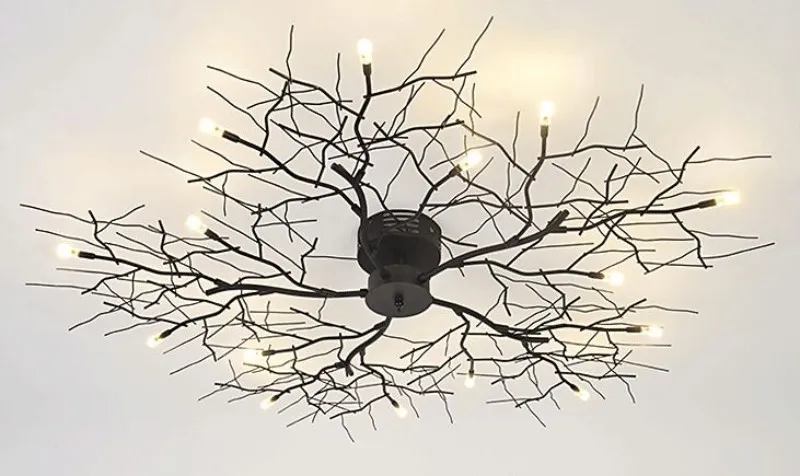 Modern Branch Chandelier Globe Creative Black Metal Twig Ceiling Lamp Office Living Room Light G4 LED Dia100cm MYY260e