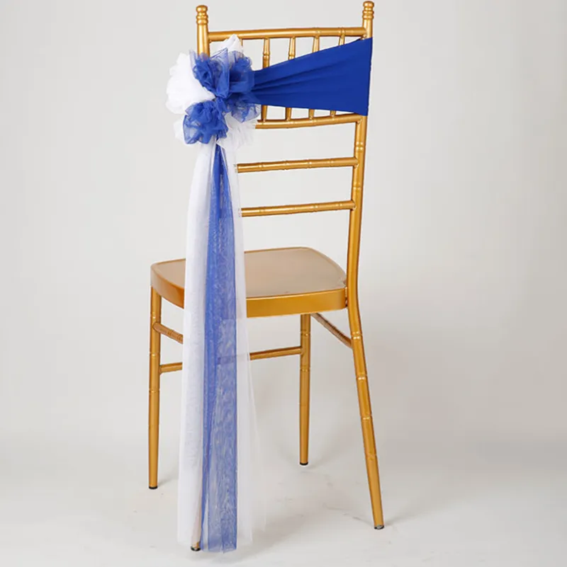 Cintas Elásticas Para Sillas De Boda - Color Azul Real - 90% Poliéster, 10% Elastano - Con Hebilla Deslizante - Para Banquetes Y Eventos