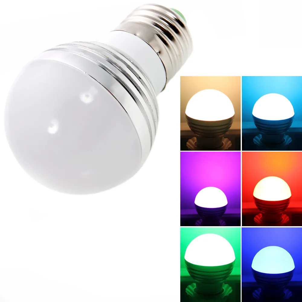 مصابيح LED E27 3W RGB المصباح 85-265V المنزل في الداخل الإضاءة مع وحدة تحكم عن بعد