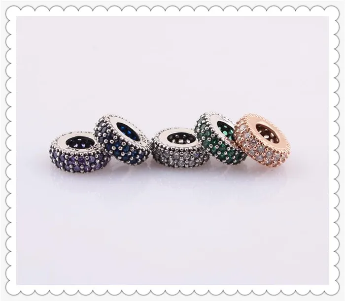 Inspiração autêntica Pave S925 Spacer Sterling Silver bead Encantos Fit Para Pandora Pulseira DIY Contas Charme