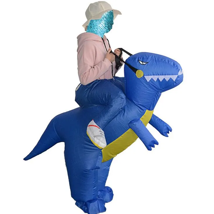 Taille libre fantaisie équitation dinosaure Costume adulte vêtements gonflables Halloween fête de noël carnaval polyester mascotte costumes costume