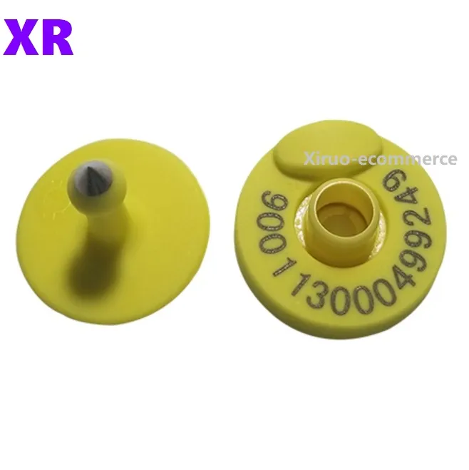 Yellow FDX-B ISO11784/5 Livestock LF RFID Animal Ear Tag Animal RFID Electronic Ear Tag with EM4305 For Animal Identification Management