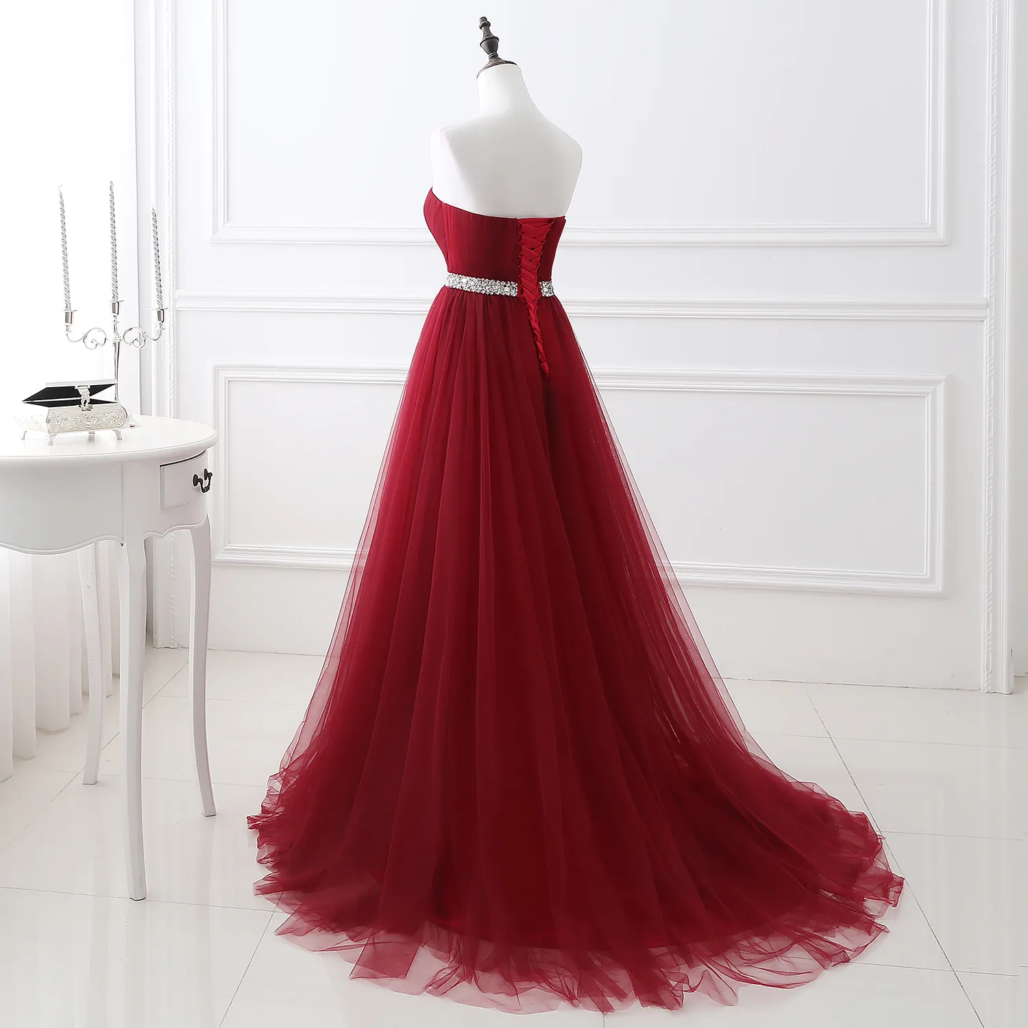 burgundy prom dress corset Finesse | Burgundy Lace And Velvet Square-Neck Maxi Dress With Draped Skirt main image 0
