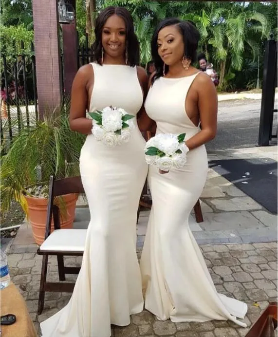 2020 New Black Girl African Plus Storlek Bridesmaid Klänningar Billiga Simple Designs Mermaid Bröllop Gästklänning Formell Maid of Honor Dresses