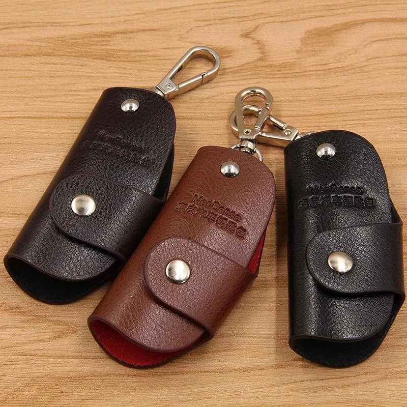 Genuine Leather Keychain Men Women Key Holder Organizer Pouch Cow Split Car  Key Wallet Housekeeper Key Case Mini Card Bag