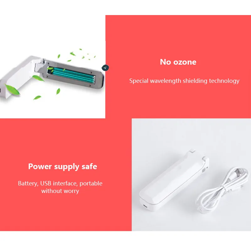 Handheld Lâmpada Ultravioleta Floding portátil UVC LED Esterilizador USB Battery Power Handheld Telefone Escova Esterilizador lâmpadas germicidas