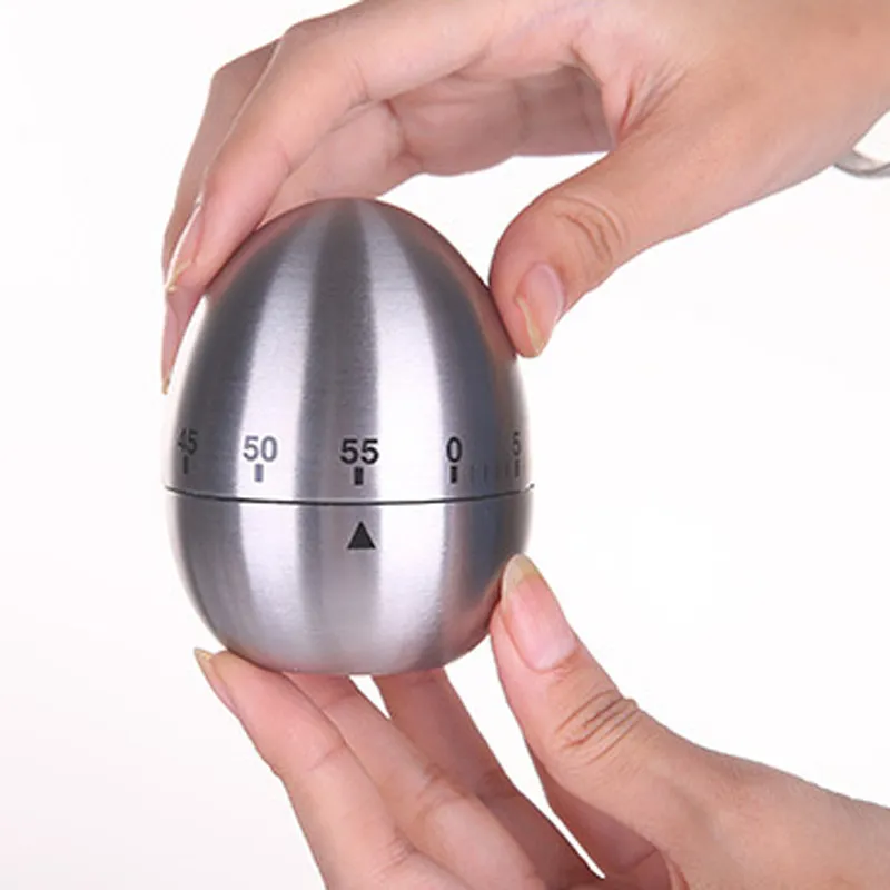 Stainless Steel Egg Shape Kitchen Timer 60 Minutes Mechanical Reminder Home Count Down Timers Alarm Clock Household Cooking Tool DBC BH3582