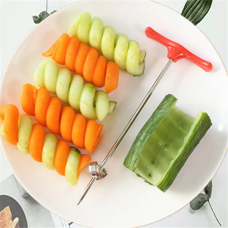 キッチンアクセサリーマニュアルローラースパイラルスライサーラジッシュポテトツール野菜カッターフルーツ彫刻ツール