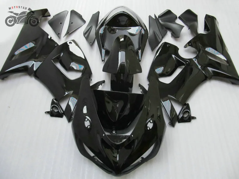 Personalizar feiras para Kawasaki Ninja ZX6R 2005 2006 ZX-6R 636 05 06 ZX636 Glossy Black Abs Plástico Road Racing Fairing Kit