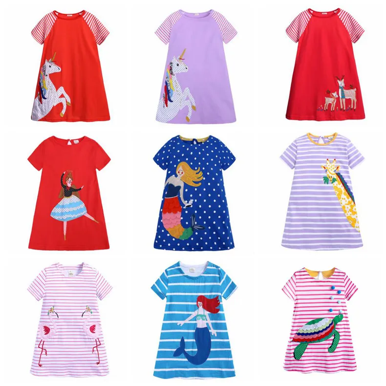 Vestiti della ragazza del bambino Vestiti delle ragazze animali ricamati Manica corta Bambini Vestito da principessa Boutique Abbigliamento estivo per bambini 15 Disegni 5292