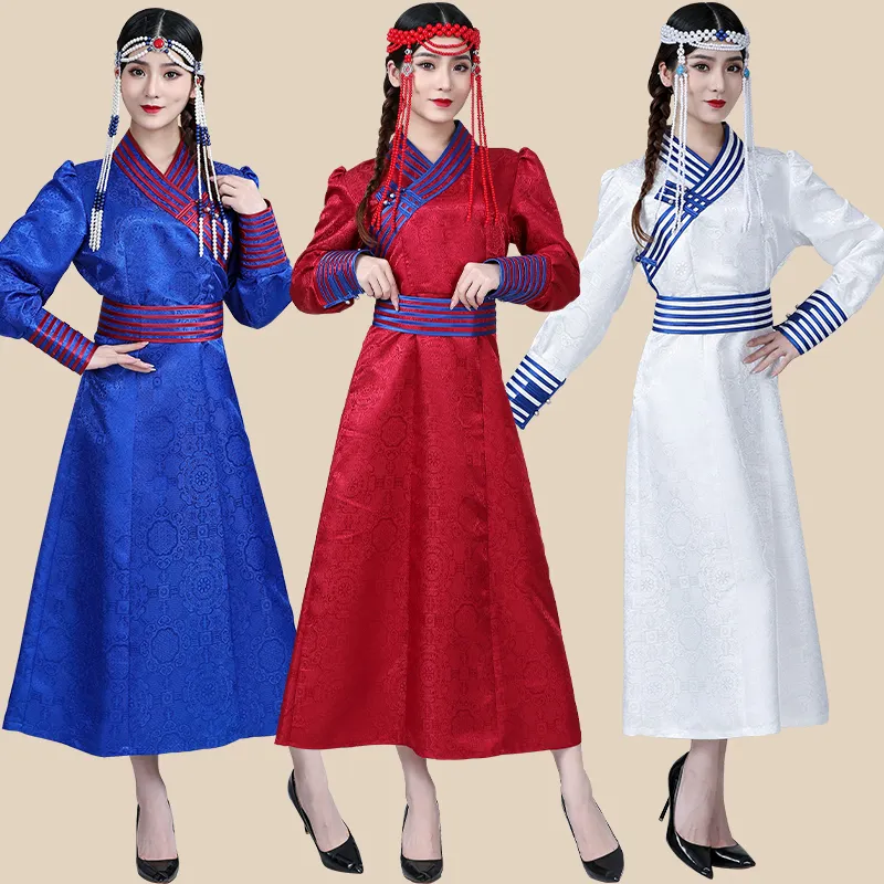 Mongolski styl Cheongsam Sukienka Damska Party Suknia Tang Suit Dorosłych Odzież Etniczna Festiwal Odzież Orientalny Elegancki QIPAO