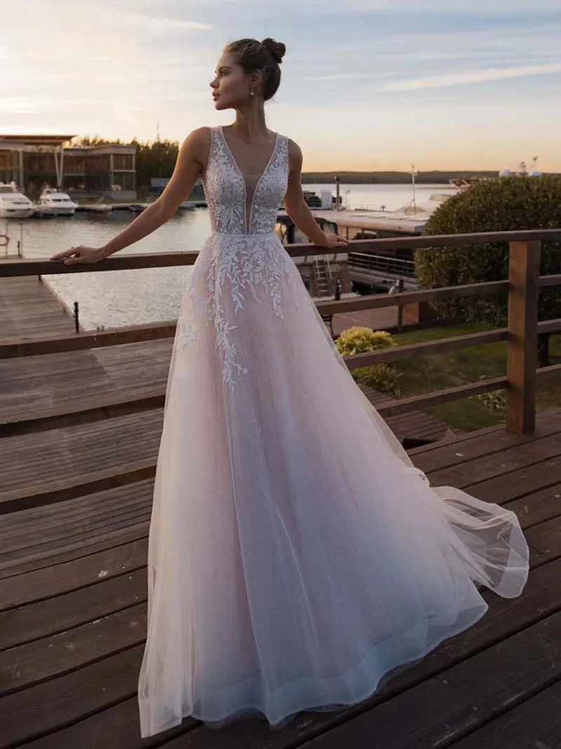 Blush beach wedding dresses top