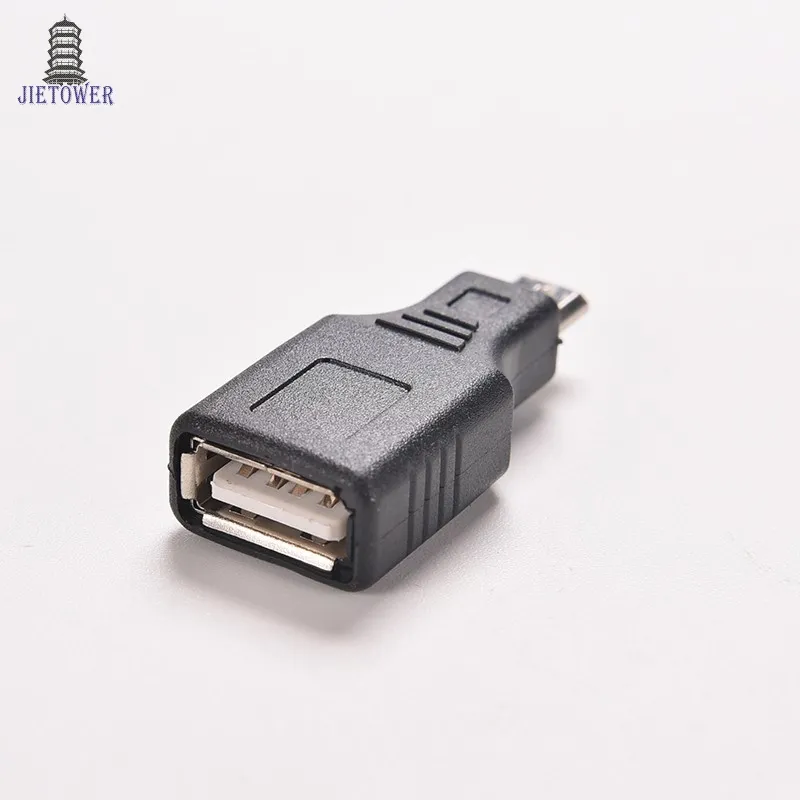 Adaptateur hôte OTG femelle Micro USB vers USB femelle, pour téléphone portable, tablette connectée, disque Flash, souris, noir, 300 pièces/lot
