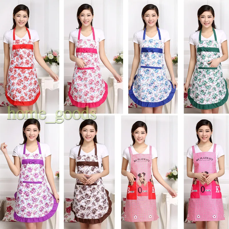 18 estilos Delantal de cocina para mujer Delantales impermeables con  estampado floral lindo Bolsillos de limpieza para hornear Baberos overoles