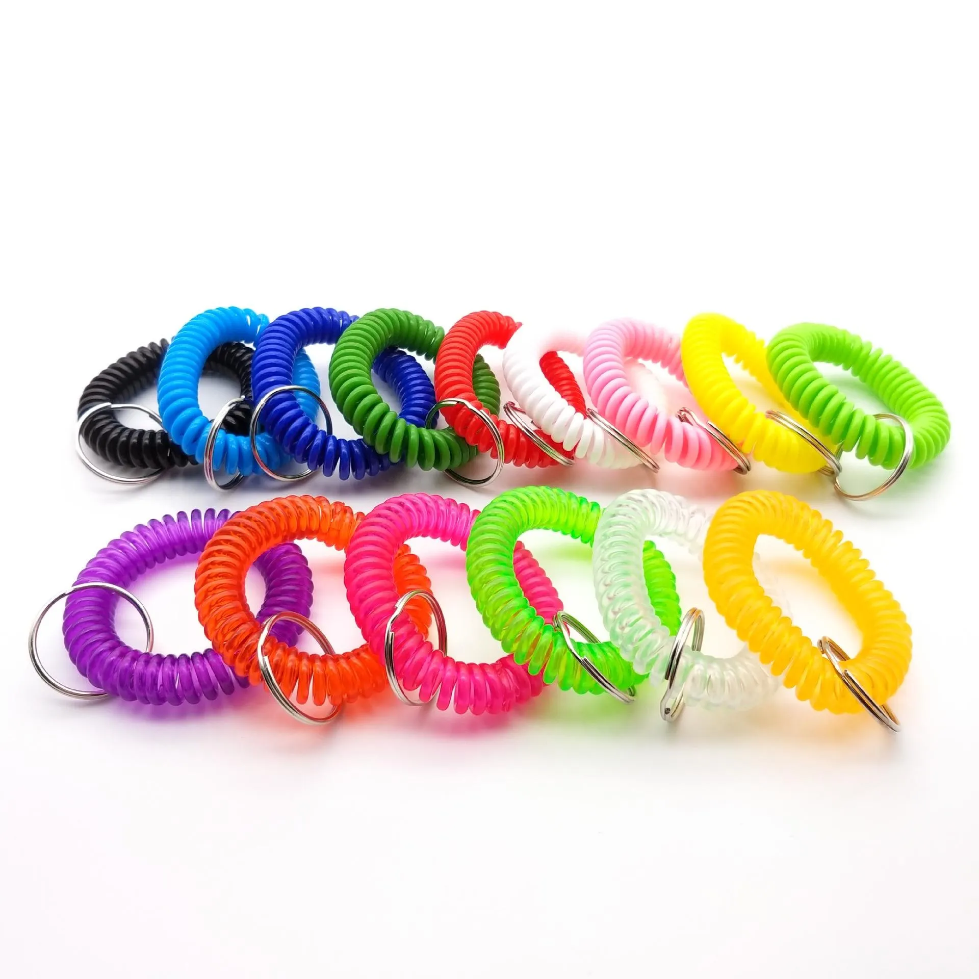 Amazon.com: Round Iridescent Stretchy Spring Spiral Wrist Coil Key Chain  Ring Holder Wristband Bracelet Keychain Pack of 5 (Blue), 5.5*5.5*1.0cm :  Office Products