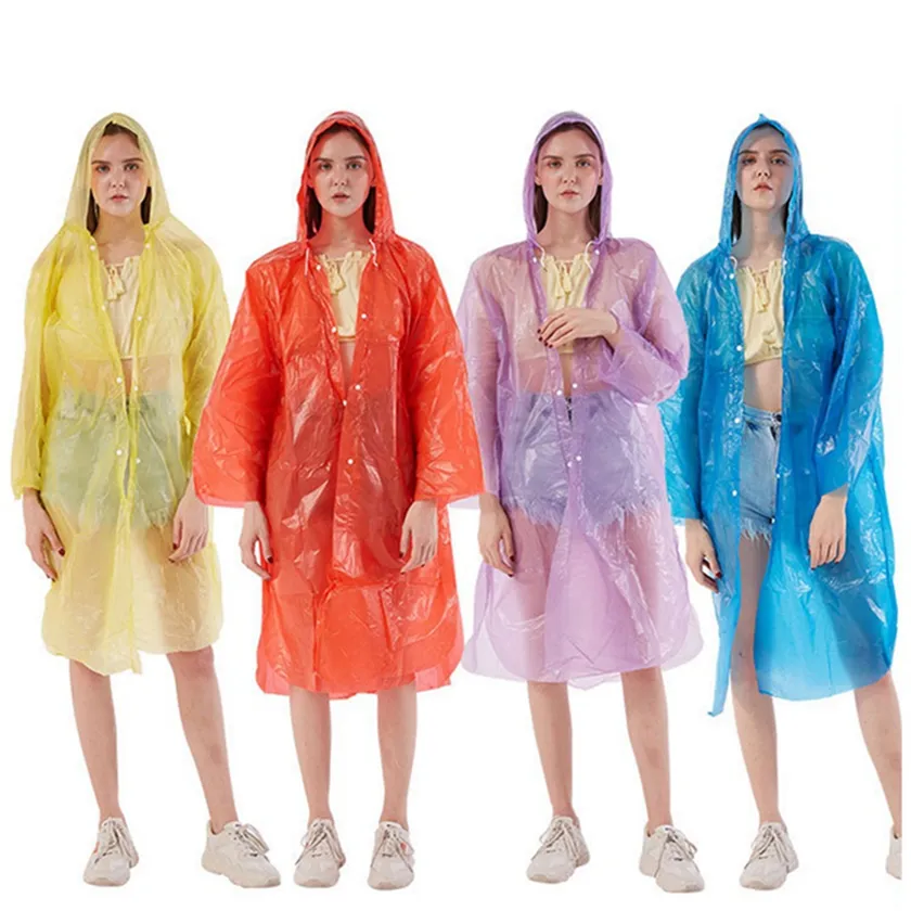 Hot Disposable Raincoat Adult Emergency Waterproof Rainwear Outdoor Unisex Travel Camping Rain Coat Fashion Hood Buckle HHA1290