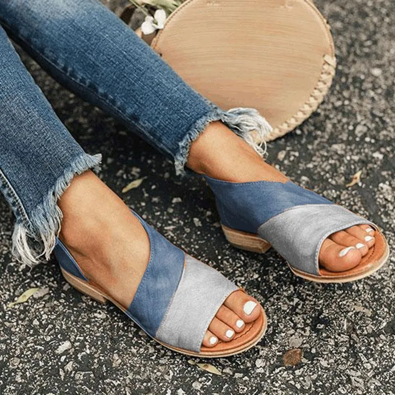 origen Motel marzo Sandalias de mujer para verano Causal Zapatos Mujer Peep Toe Tacones bajos Sandalias  Mujer 2019 Tallas