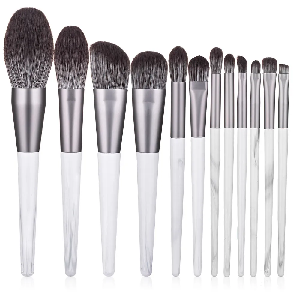 Escova de Rosto 12pcs Branco maquiagem Brushes Set Pó Foundation Blush Contour Concealer Lip Eyeshadow sobrancelha escova cosmética ferramenta de beleza