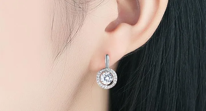 Nouvelle Arrivée Argent Couleur Forme Ronde Plein D'amour Dangle Boucles D'oreilles Pour Les Femmes De Mode Bijoux Marée De Mariage Femmes Designer Boucles D'oreilles